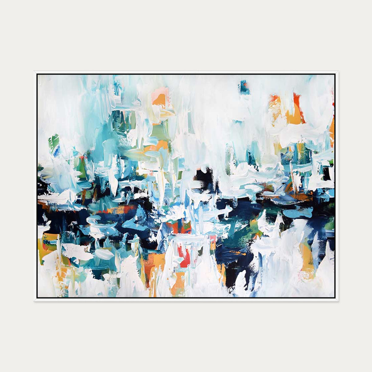 Abstract 153 Canvas Art — 90 x 120 cm — White Frame