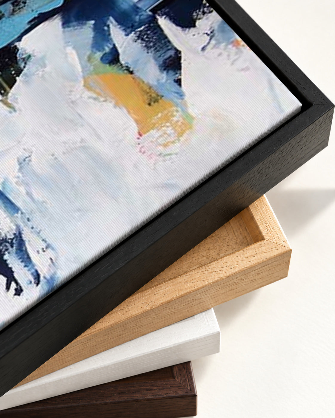 Abstract 153 Canvas Art — framed canvas corner and wrapped canvas detail
