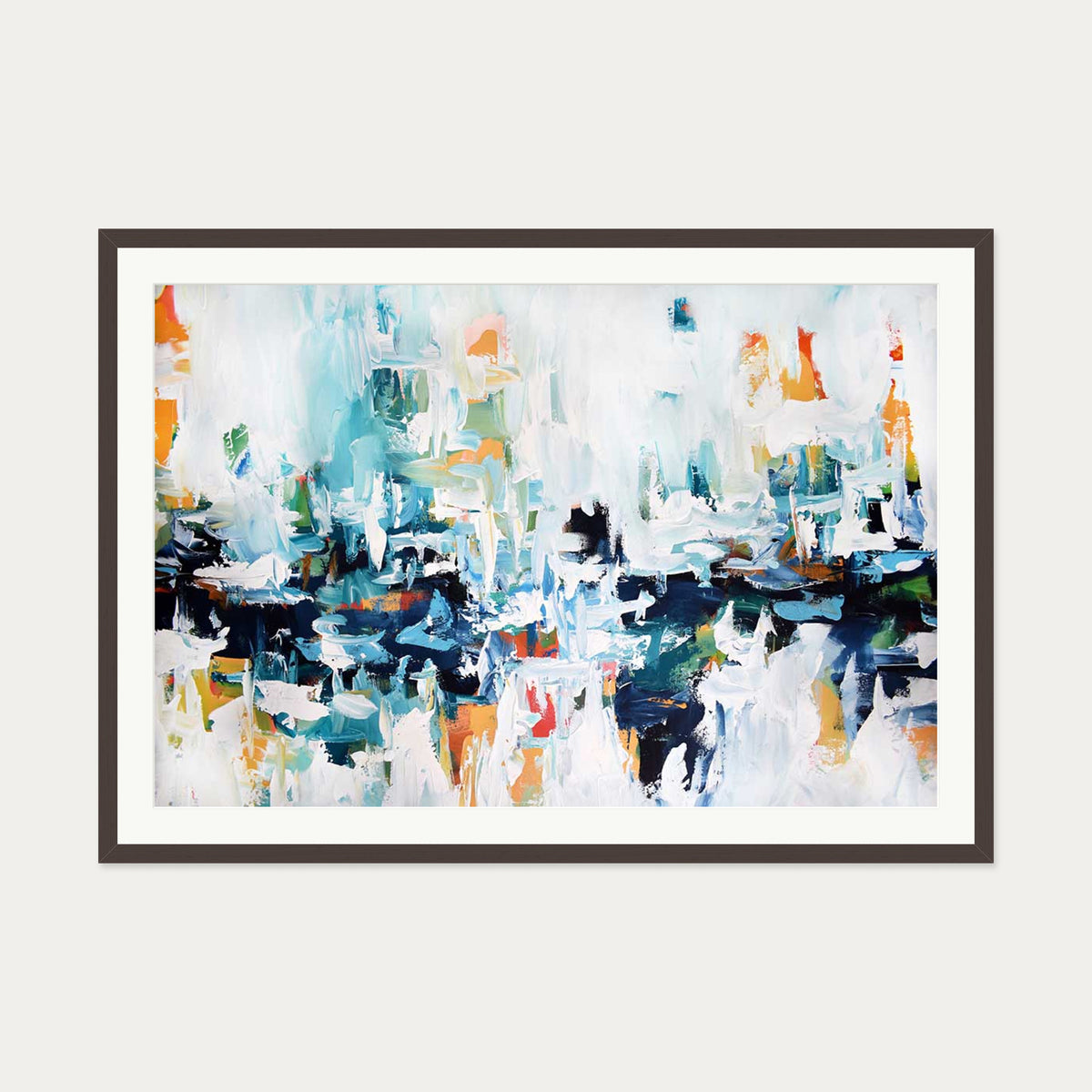 Abstract 153 Art Print — 70 x 100 cm — Brown Frame