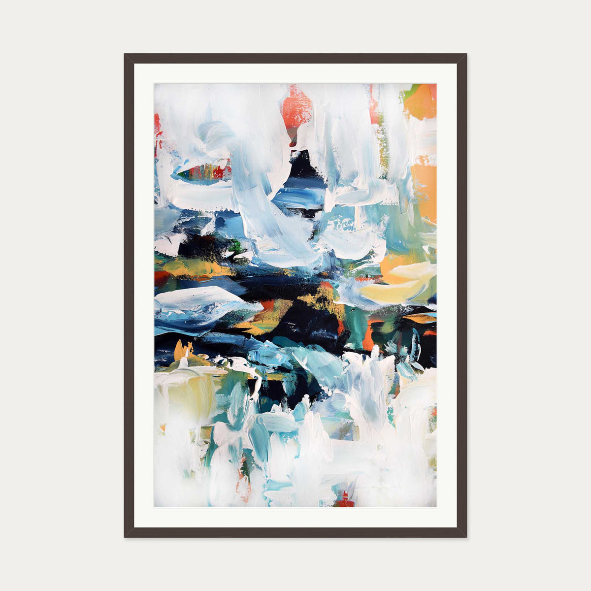 Abstract 160 Art Print — 70 x 100 cm — Brown Frame