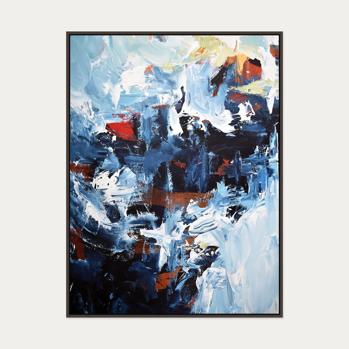 Abstract 162 Canvas Art — 90 x 120 cm — Brown Frame