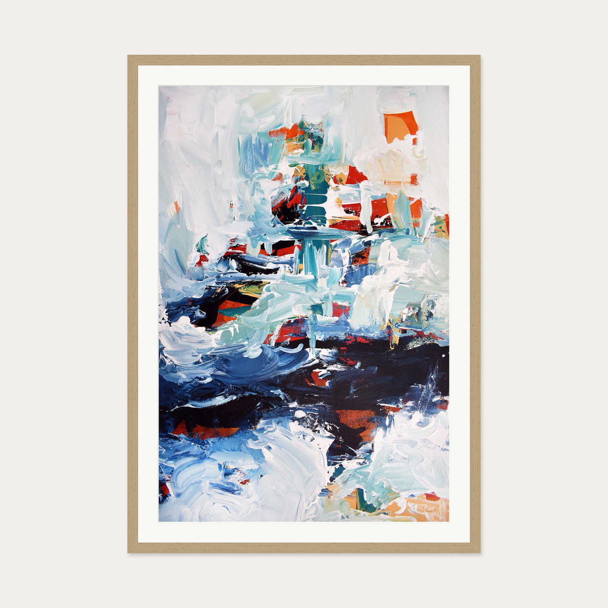 Abstract 163 Art Print — 70 x 100 cm — Oak Frame