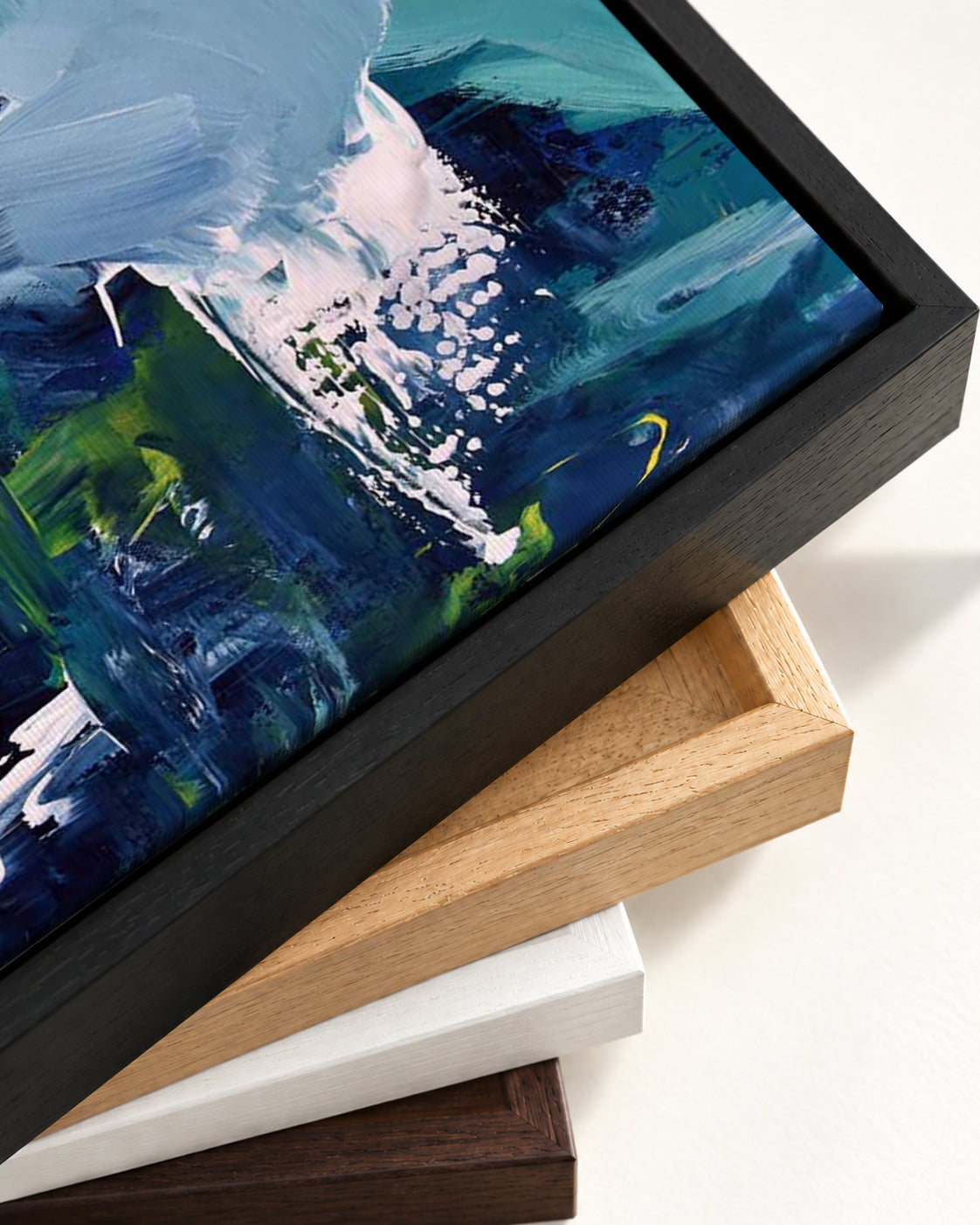 Abstract 174 Canvas Art — framed canvas corner and wrapped canvas detail