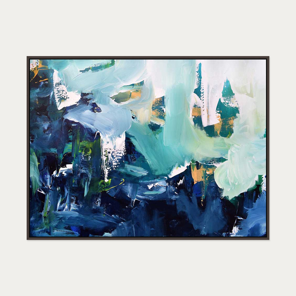 Abstract 176 Canvas Art — 90 x 120 cm — Brown Frame