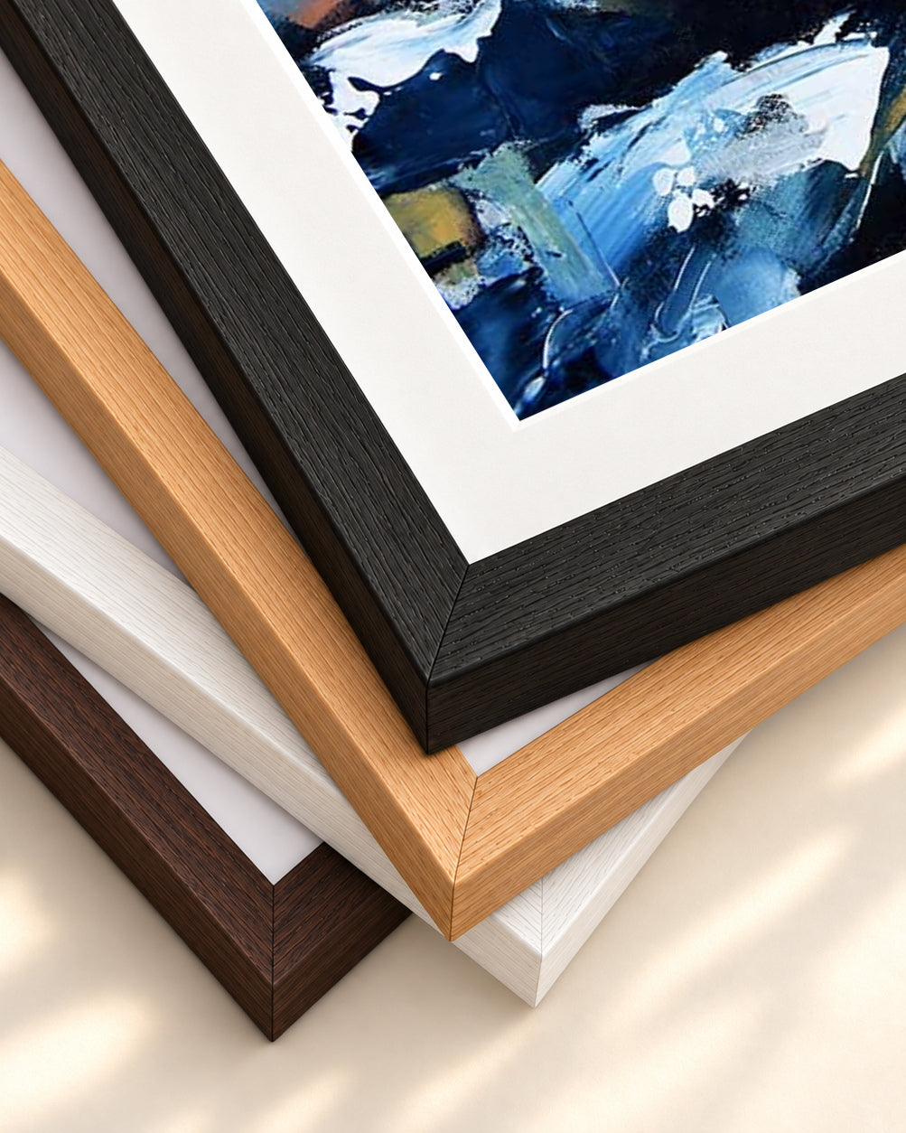 Abstract 183 Art Print — framed print corner with 5 cm mount and bevel