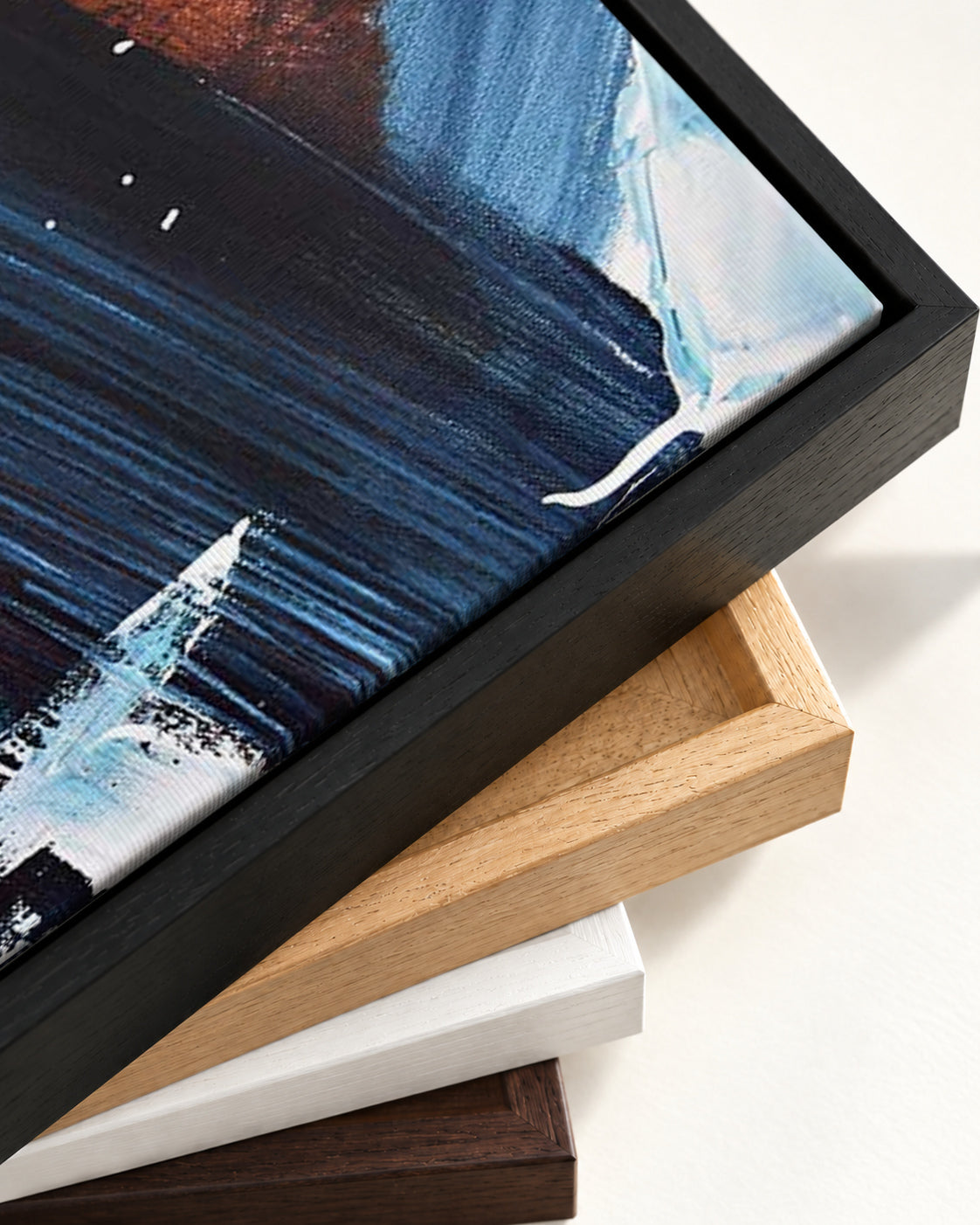 Abstract 185 Canvas Art — framed canvas corner and wrapped canvas detail