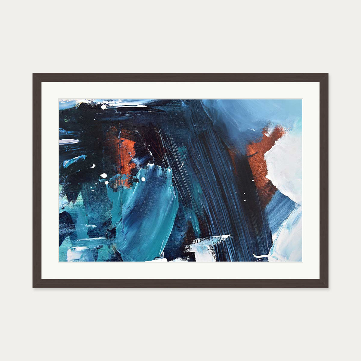 Abstract 185 Art Print — 50 x 70 cm — Brown Frame