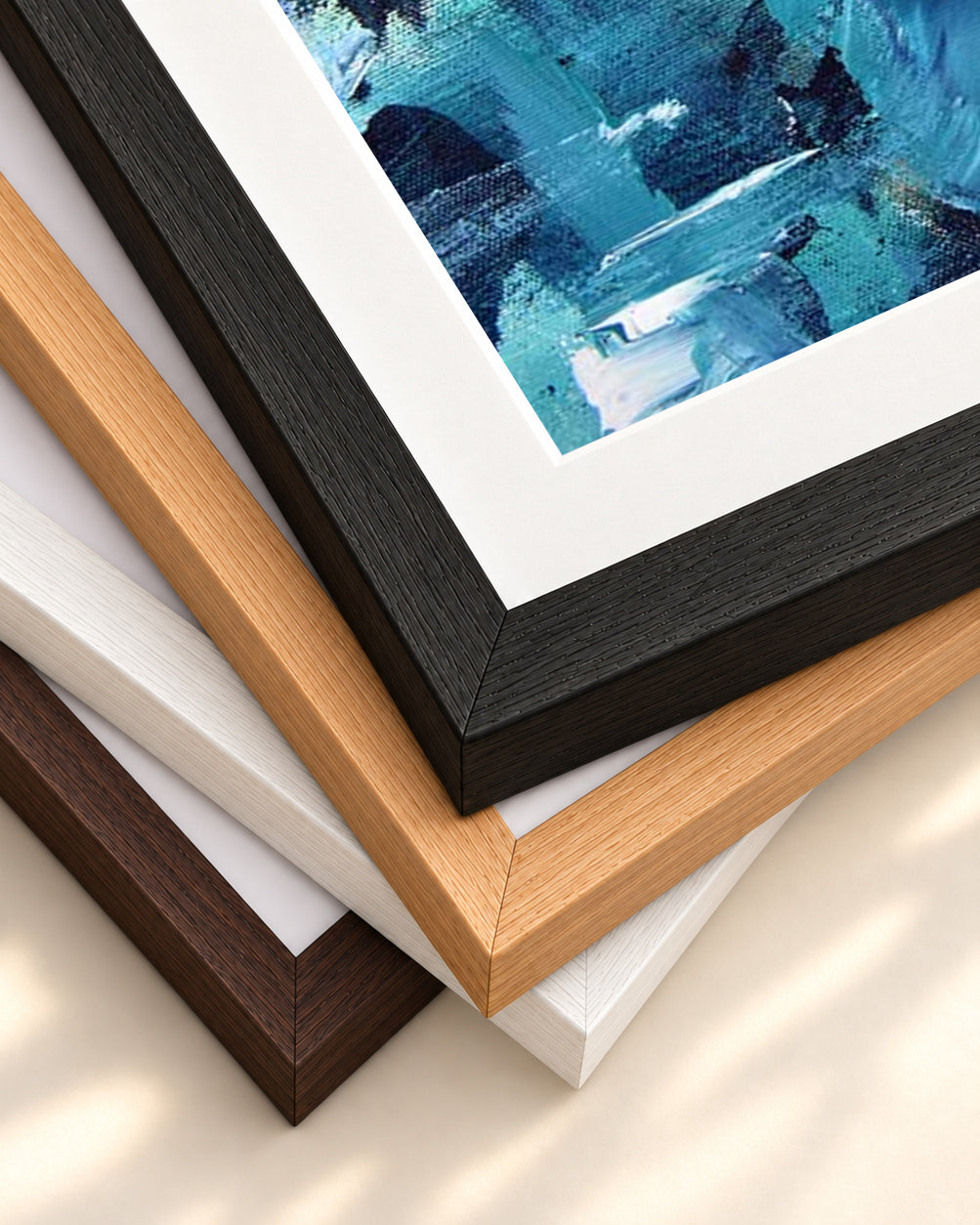Abstract 185 Art Print — framed print corner with 5 cm mount and bevel