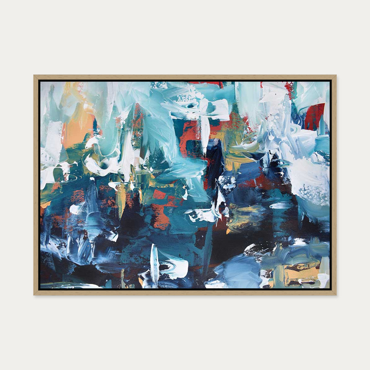 Abstract 207 Canvas Art — 50 x 70 cm — Oak Frame