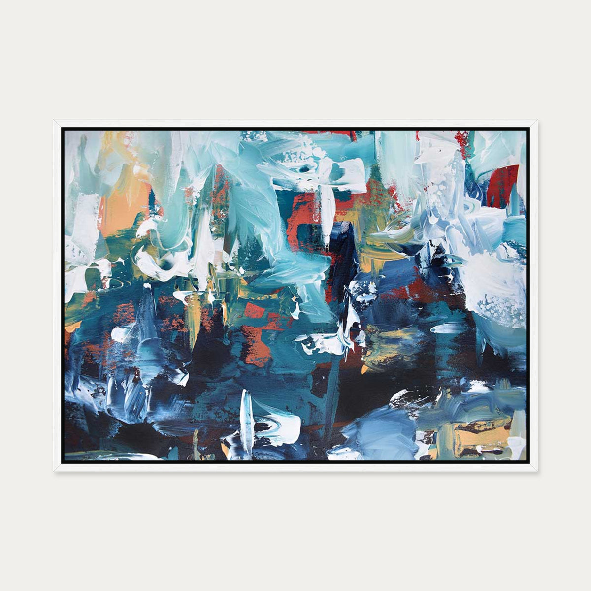 Abstract 207 Canvas Art — 50 x 70 cm — White Frame