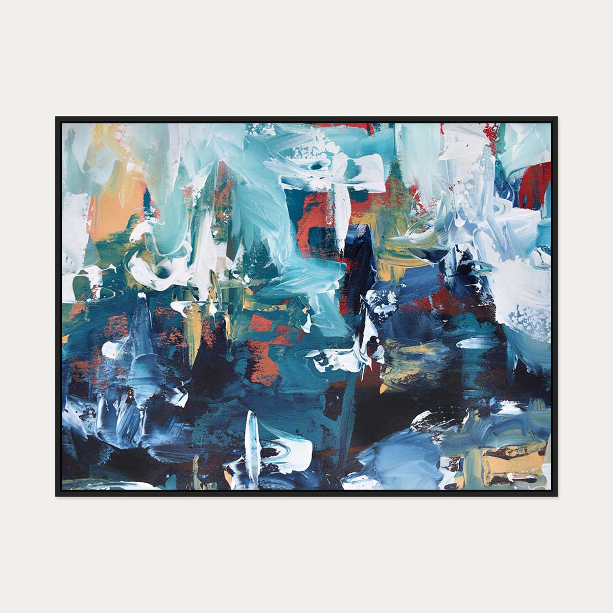 Abstract 207 Canvas Art — 90 x 120 cm — Black Frame