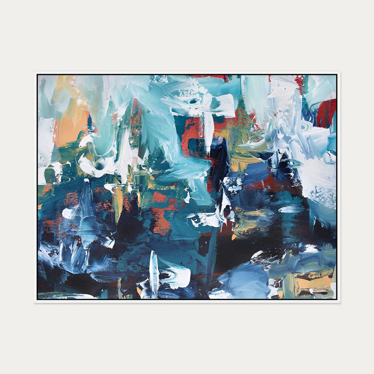 Abstract 207 Canvas Art — 90 x 120 cm — White Frame