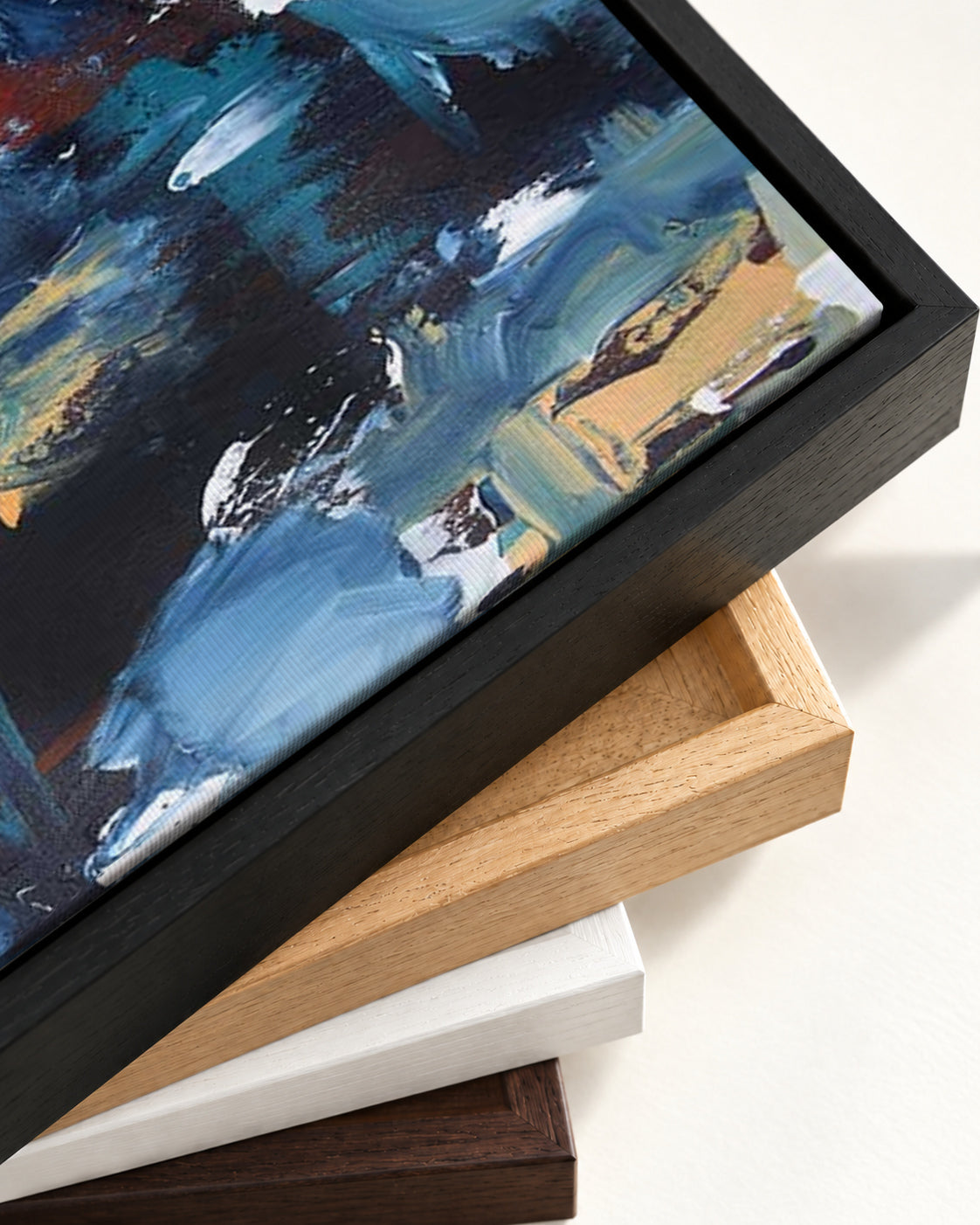 Abstract 207 Canvas Art — framed canvas corner and wrapped canvas detail