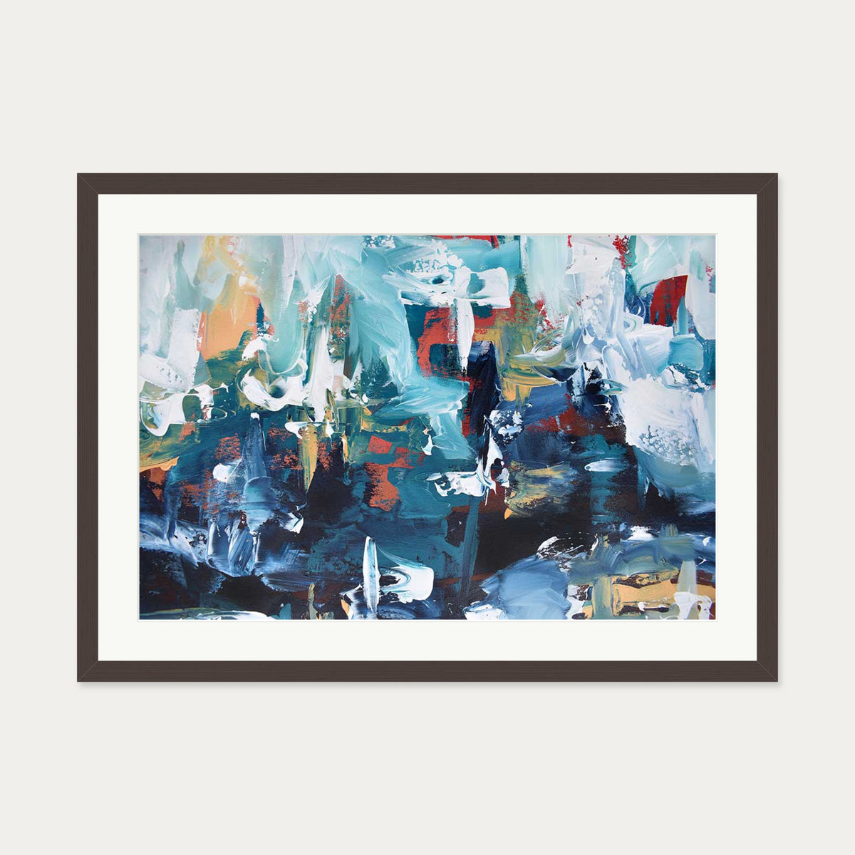Abstract 207 Art Print — 50 x 70 cm — Brown Frame