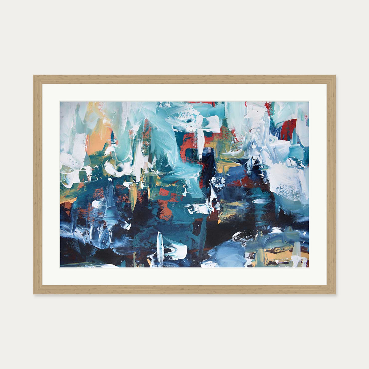 Abstract 207 Art Print — 50 x 70 cm — Oak Frame