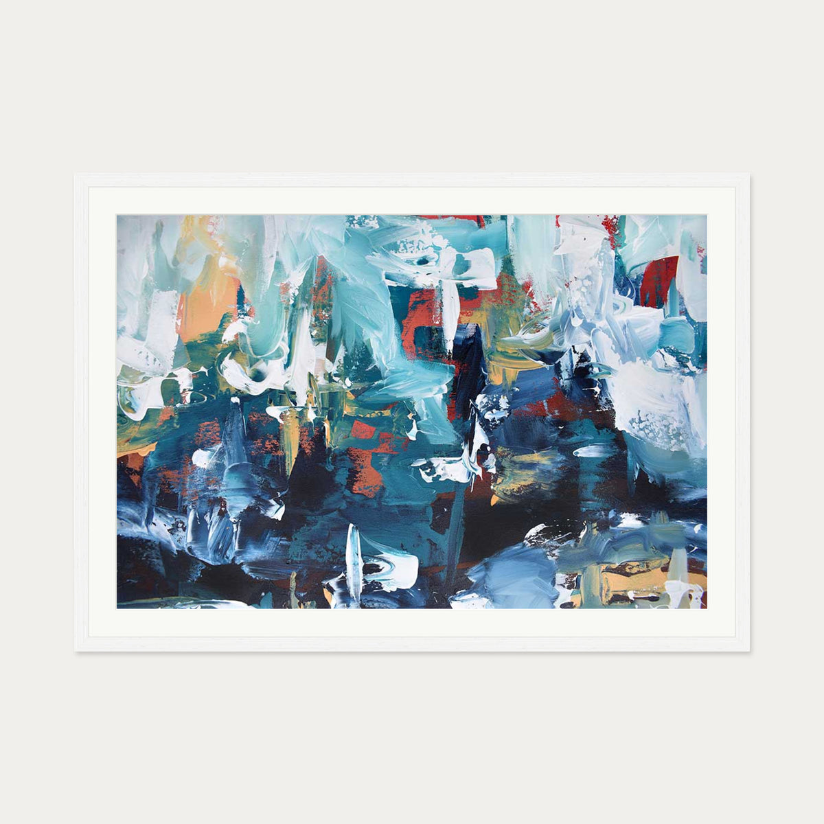 Abstract 207 Art Print — 70 x 100 cm — White Frame