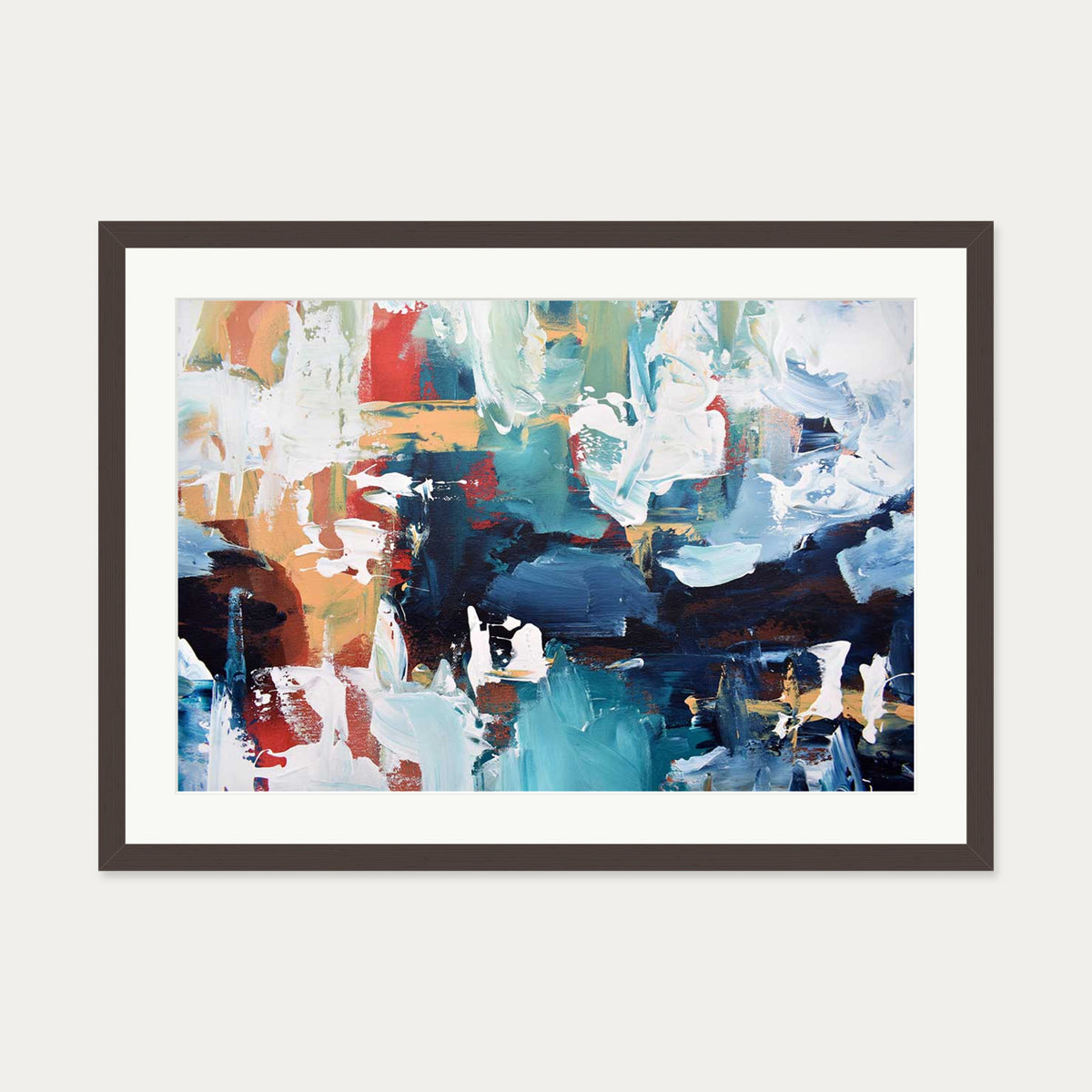 Abstract 214 Art Print — 50 x 70 cm — Brown Frame