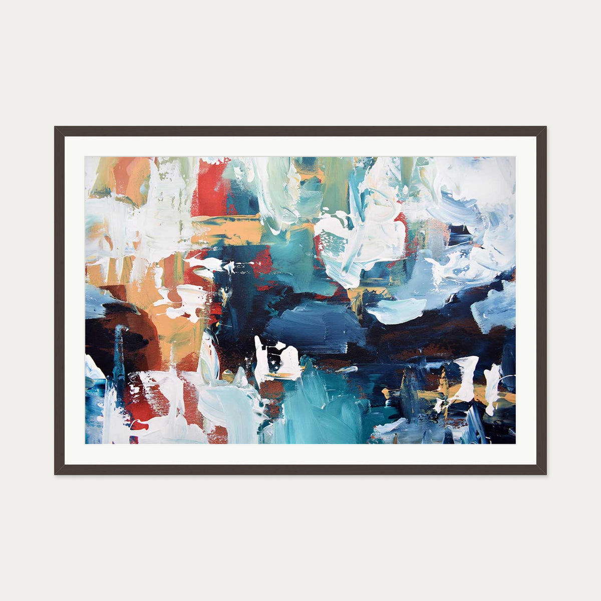 Abstract 214 Art Print — 70 x 100 cm — Brown Frame