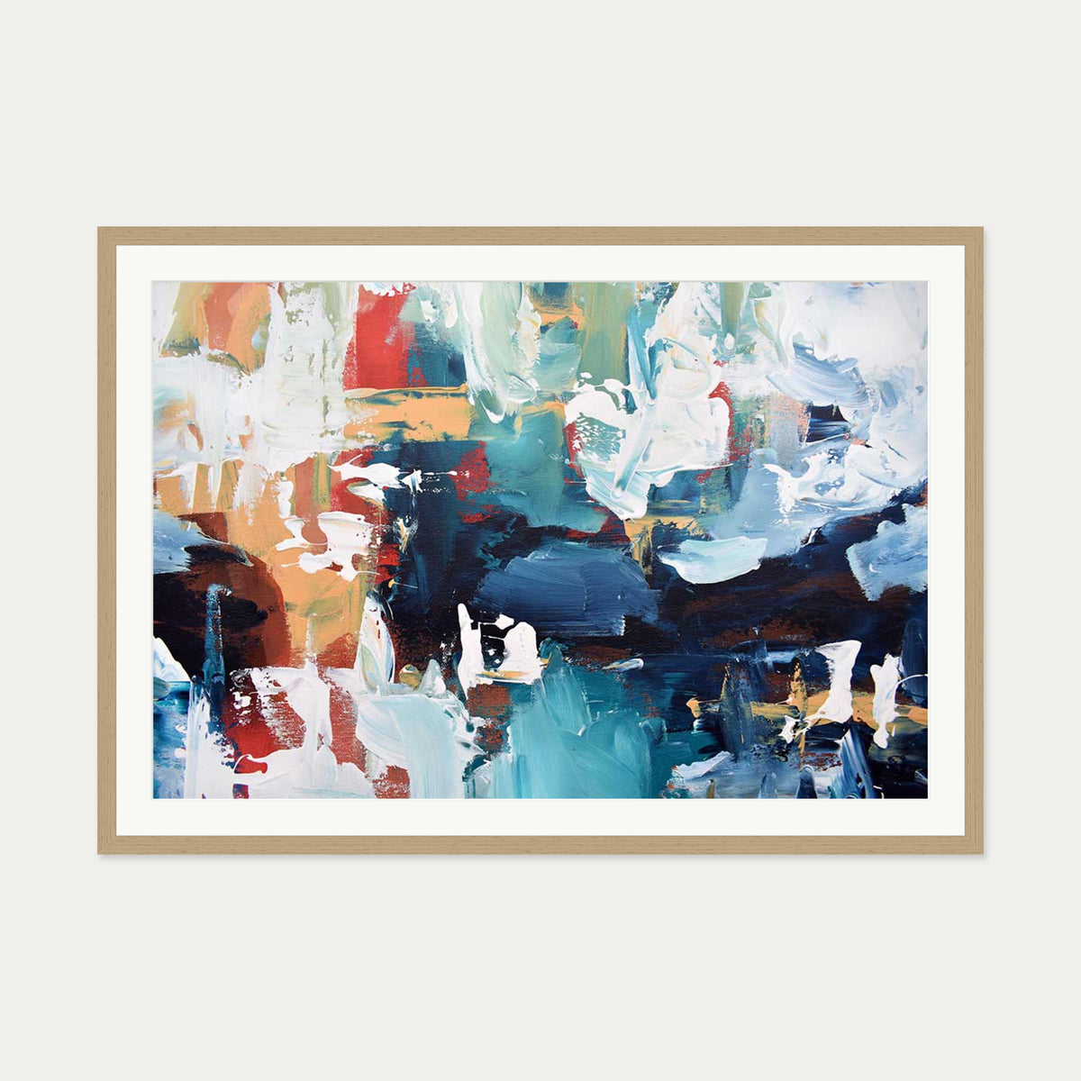 Abstract 214 Art Print — 70 x 100 cm — Oak Frame