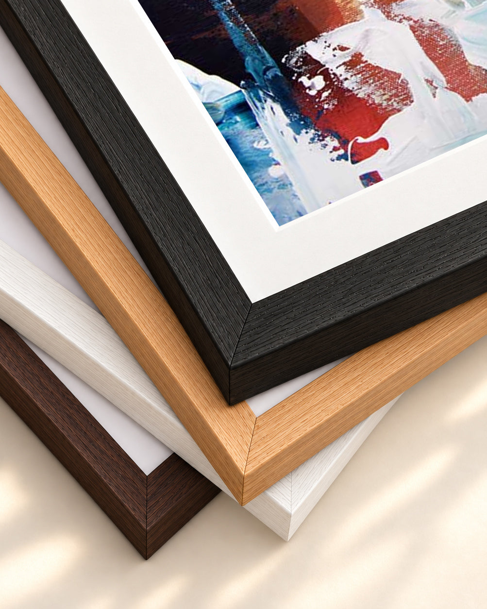 Abstract 214 Art Print — framed print corner with 5 cm mount and bevel