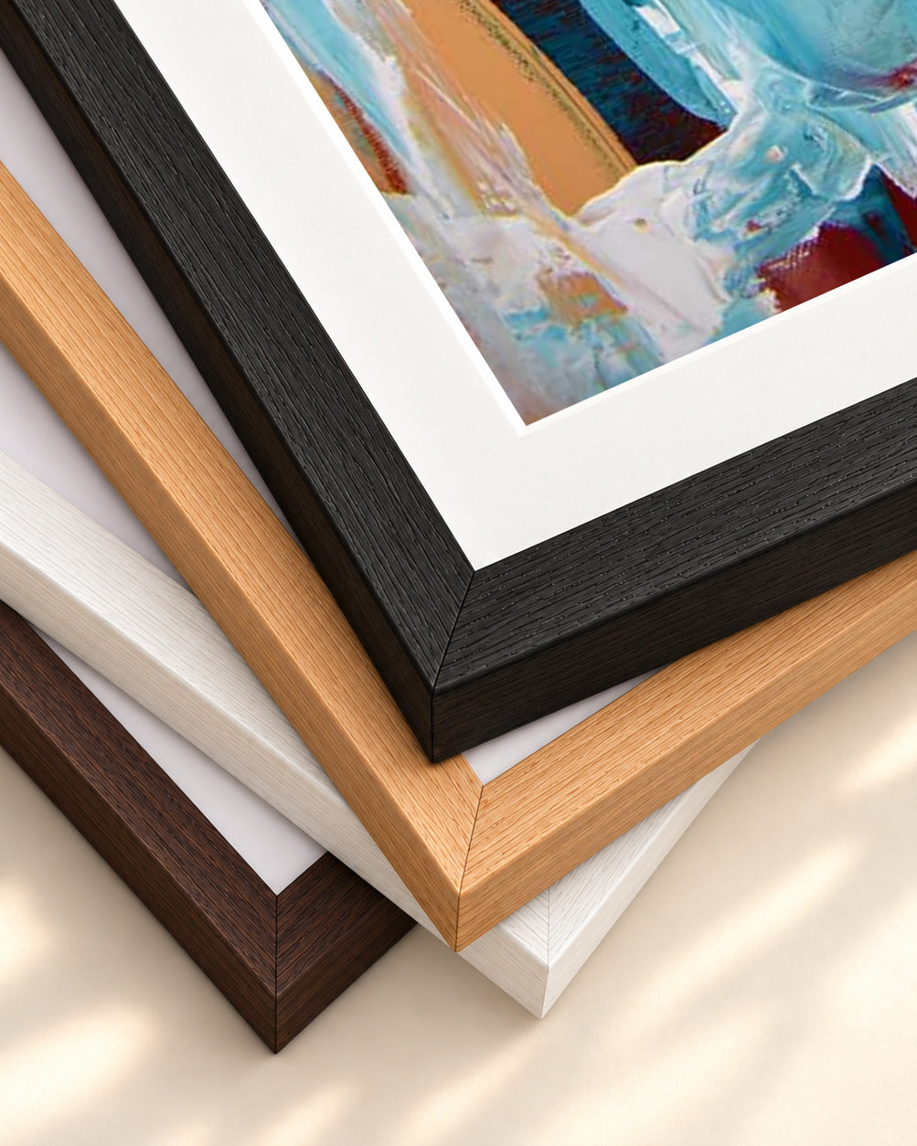 Abstract 215 Art Print — framed print corner with 5 cm mount and bevel