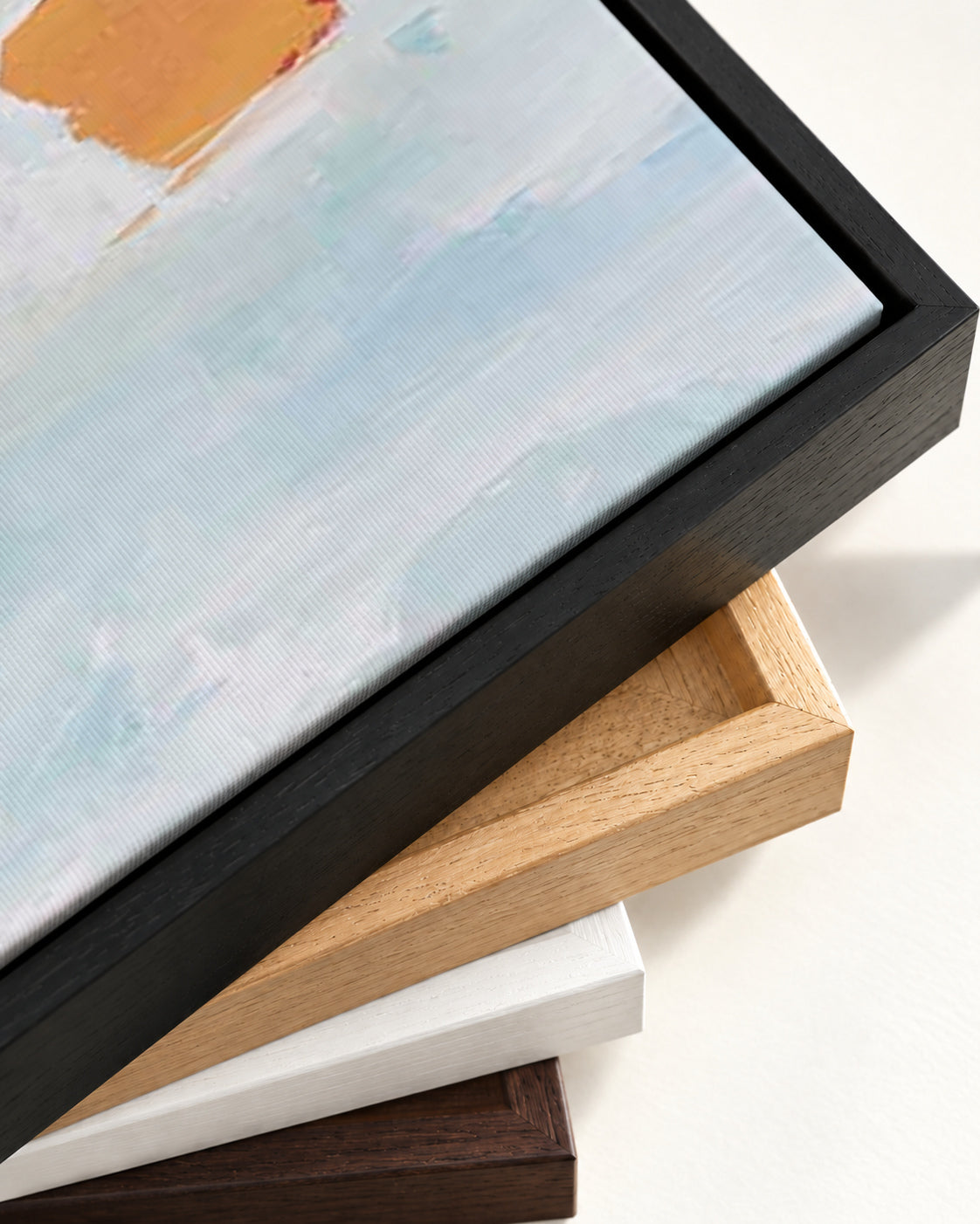 Abstract 216 Canvas Art — framed canvas corner and wrapped canvas detail