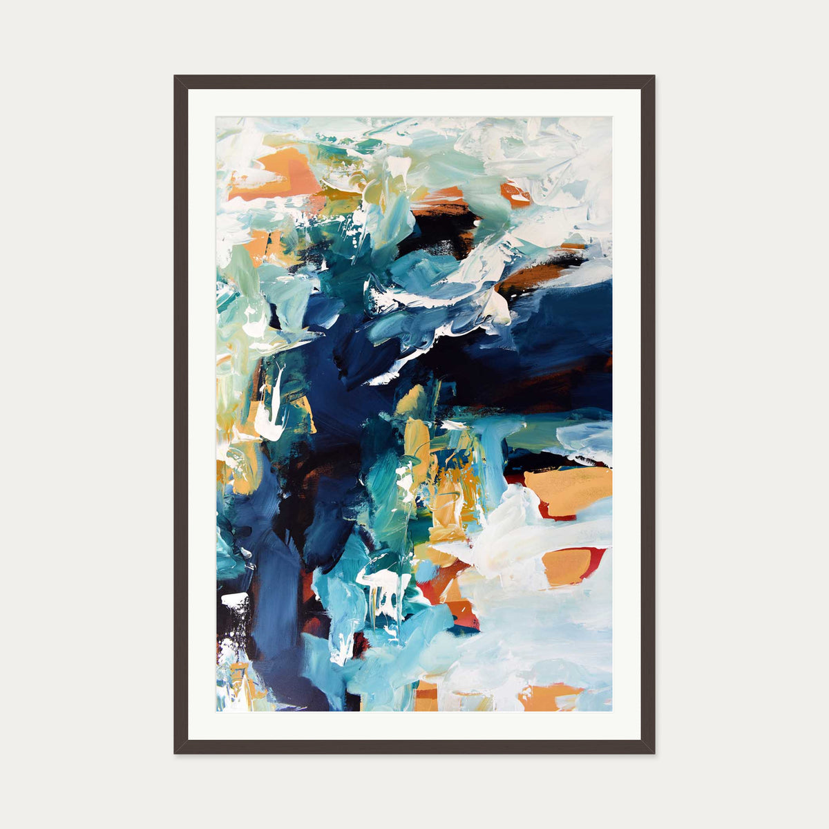 Abstract 216 Art Print — 70 x 100 cm — Brown Frame