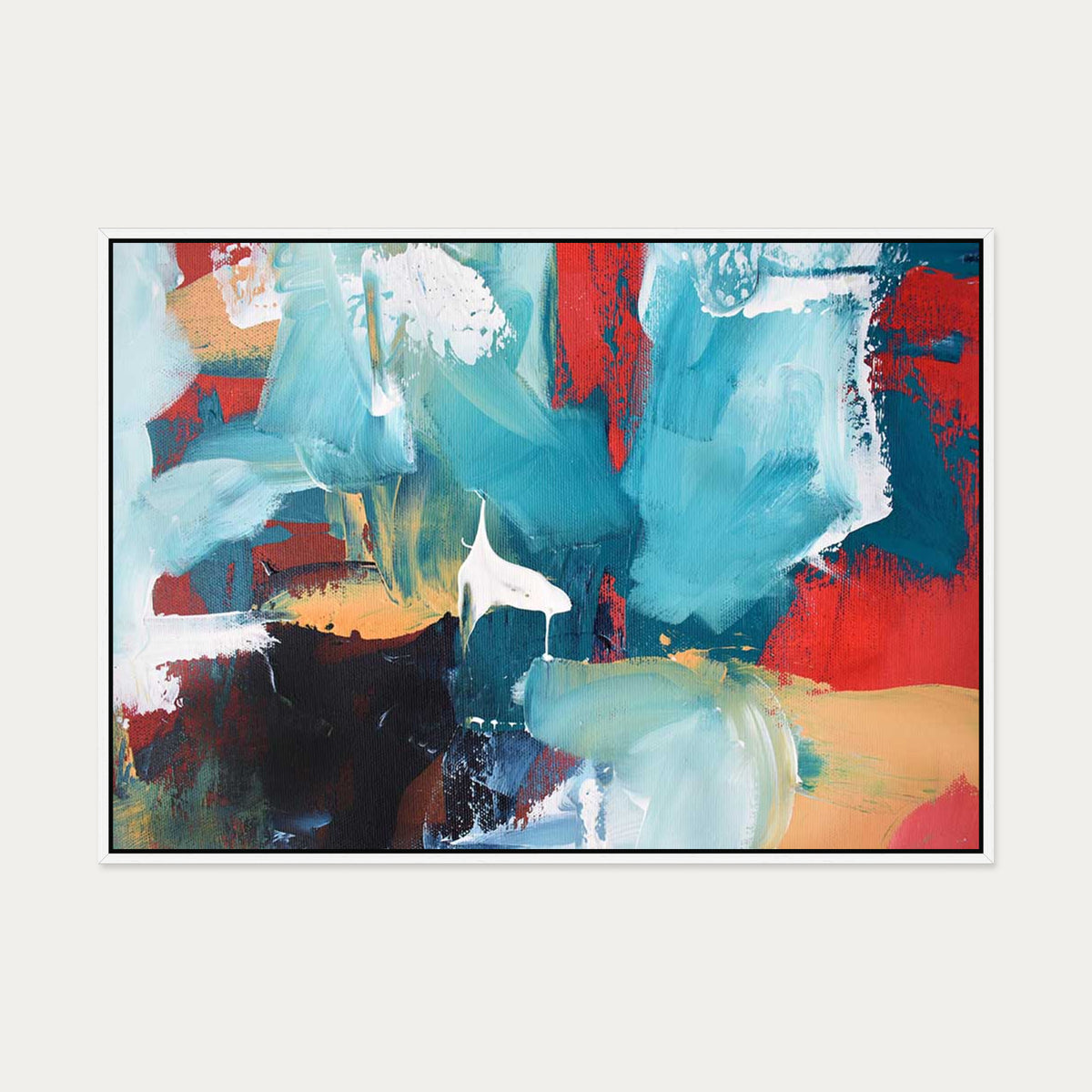 Abstract 220 Canvas Art — 70 x 100 cm — White Frame