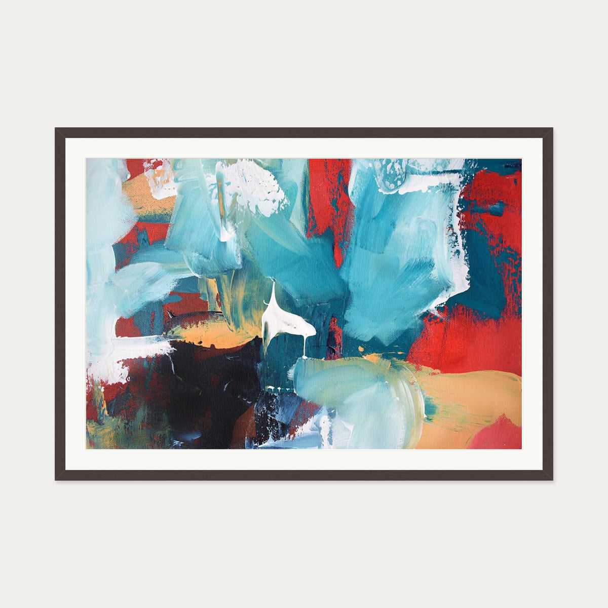 Abstract 220 Art Print — 70 x 100 cm — Brown Frame