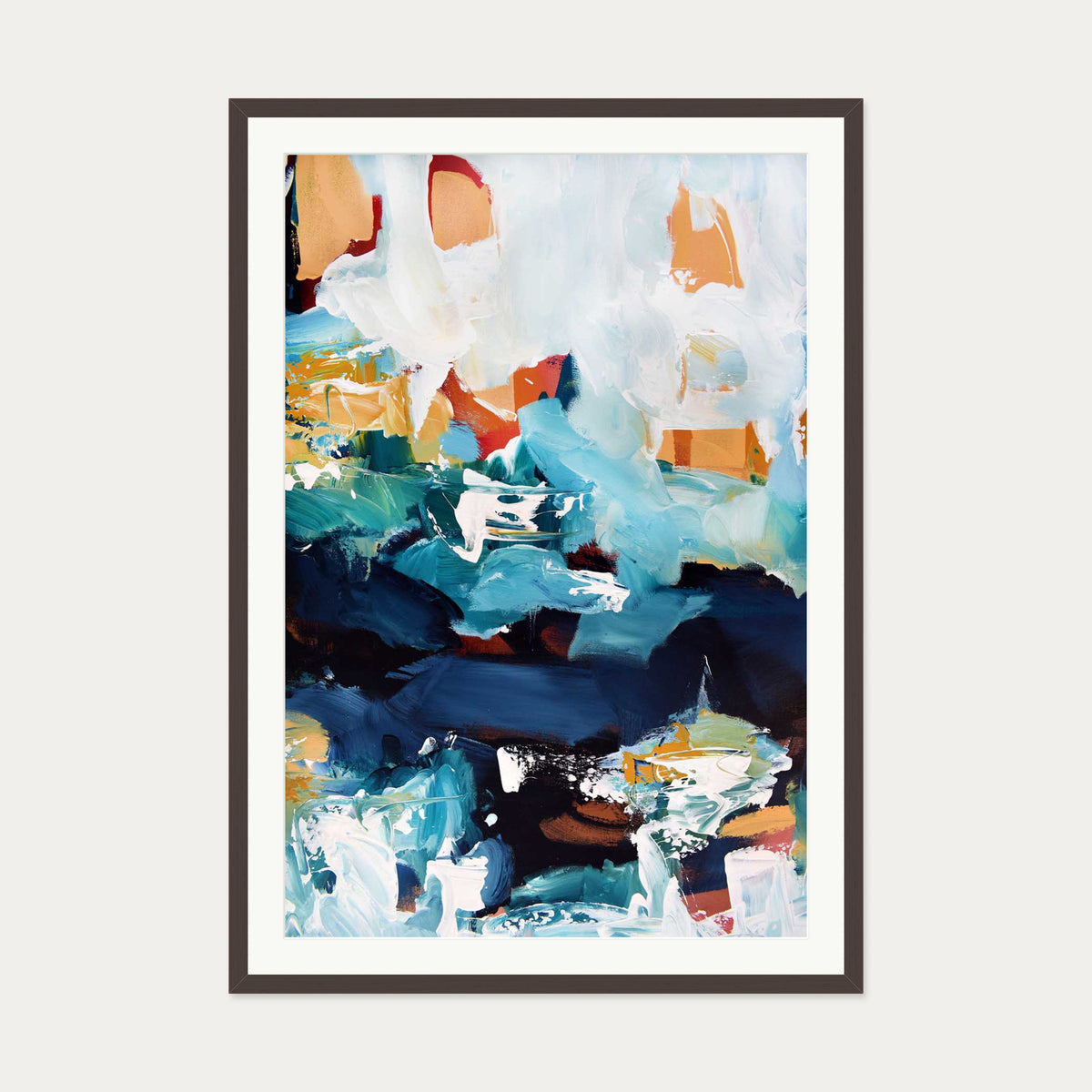 Abstract 227 Art Print — 70 x 100 cm — Brown Frame