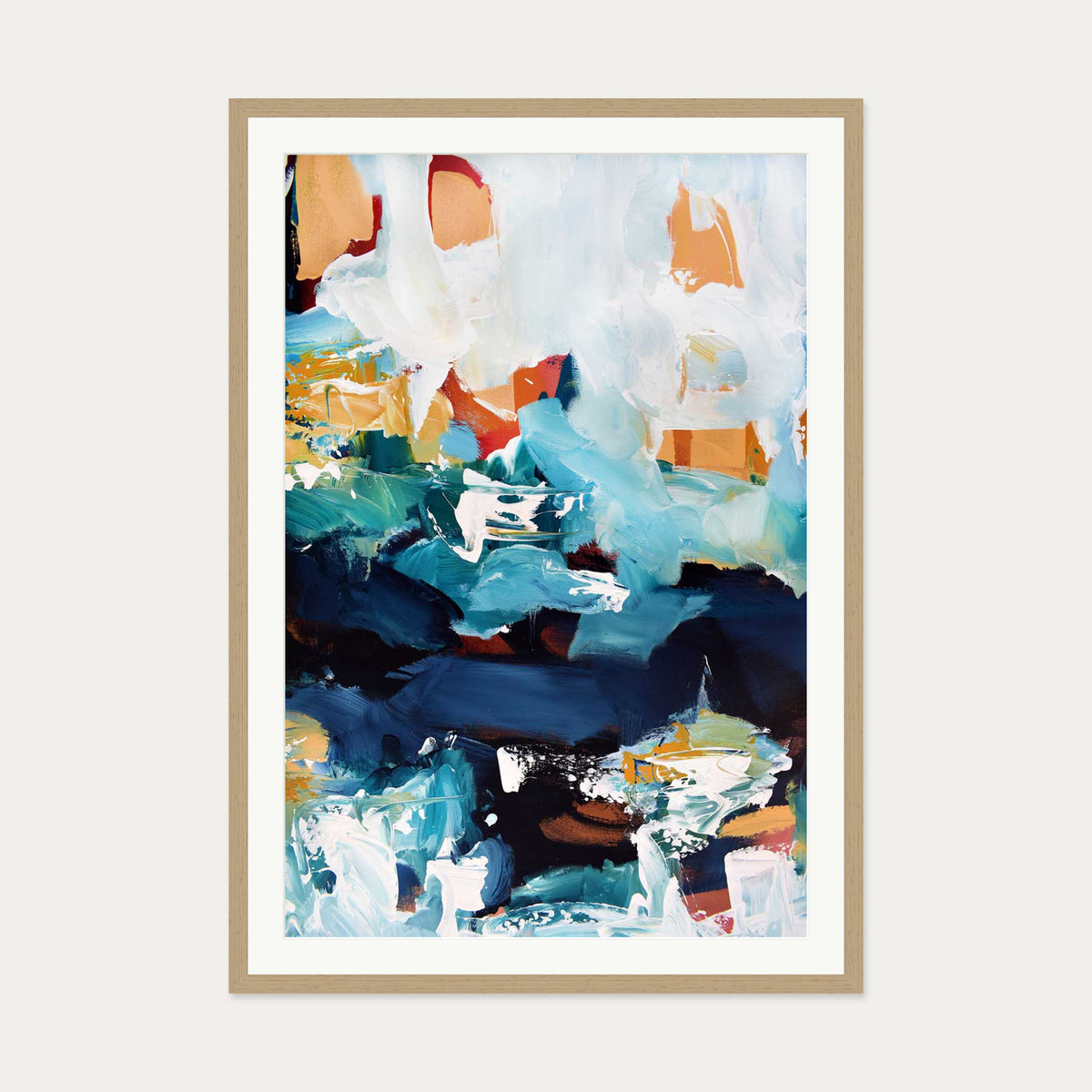 Abstract 227 Art Print — 70 x 100 cm — Oak Frame