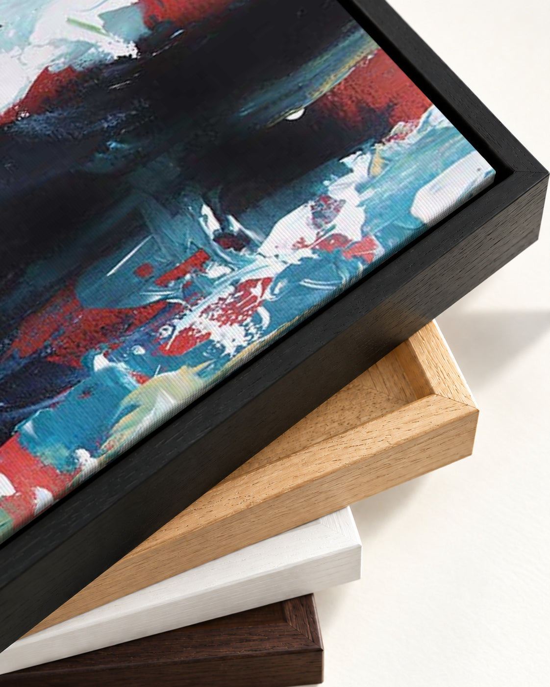 Abstract 234 Canvas Art — framed canvas corner and wrapped canvas detail