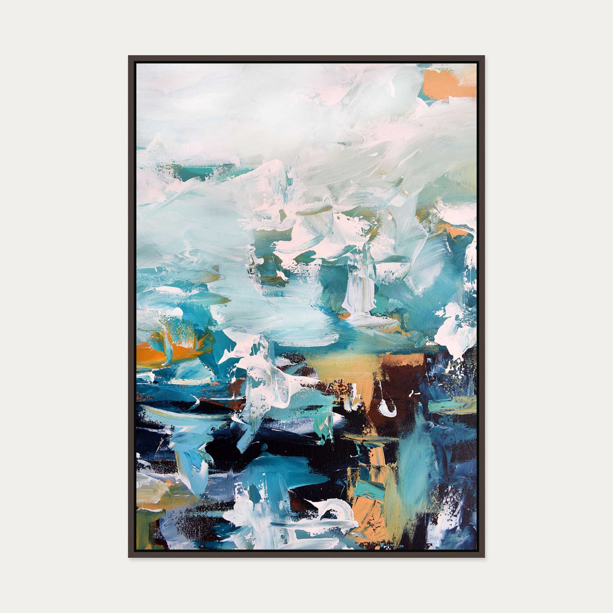Abstract 247 Canvas Art — 70 x 100 cm — Brown Frame