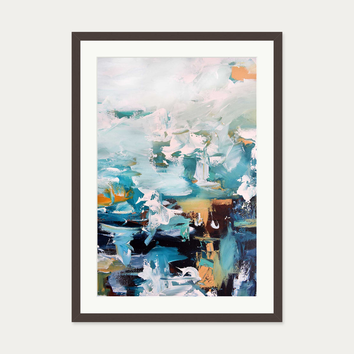 Abstract 247 Art Print — 50 x 70 cm — Brown Frame