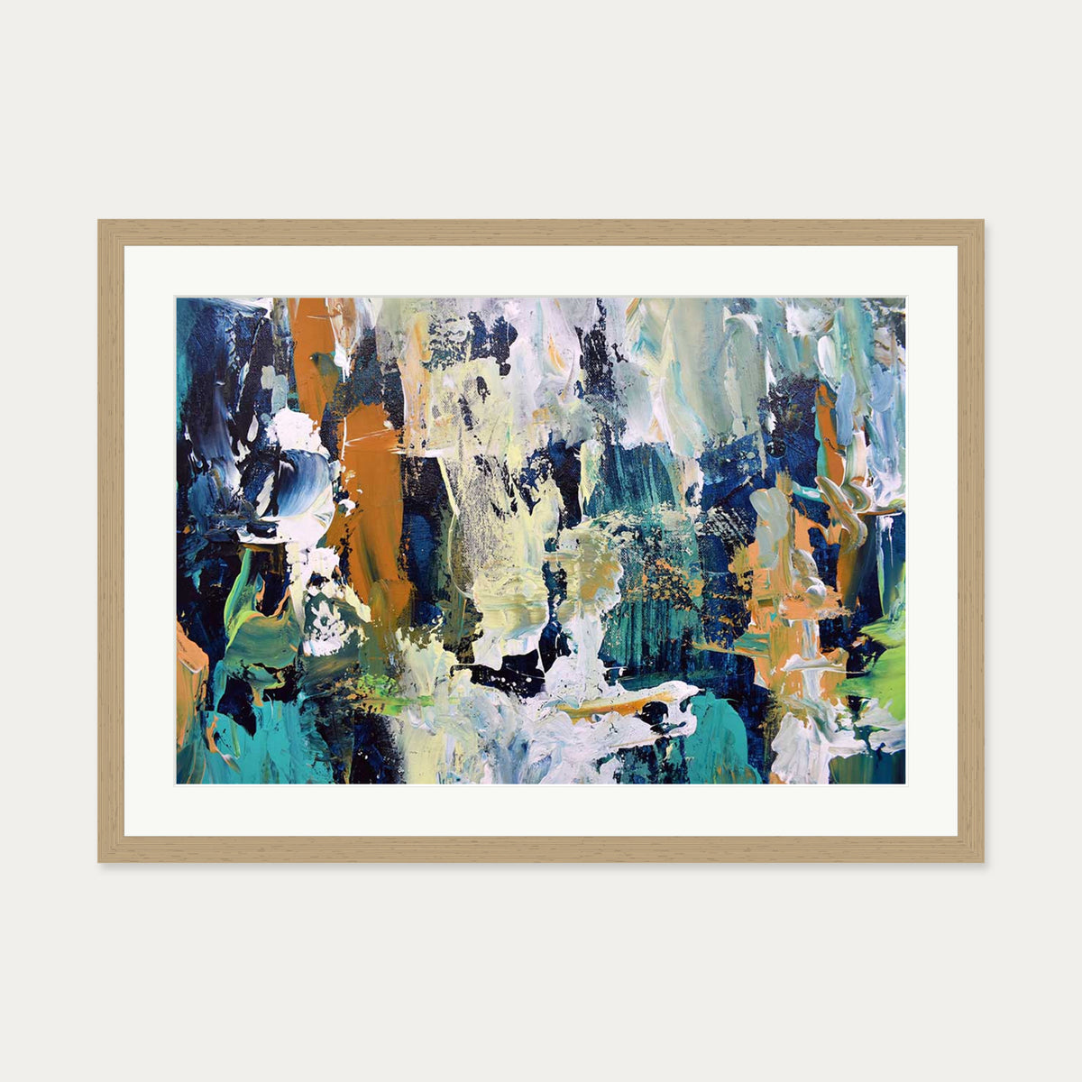 Abstract 284 Art Print — 50 x 70 cm — Oak Frame
