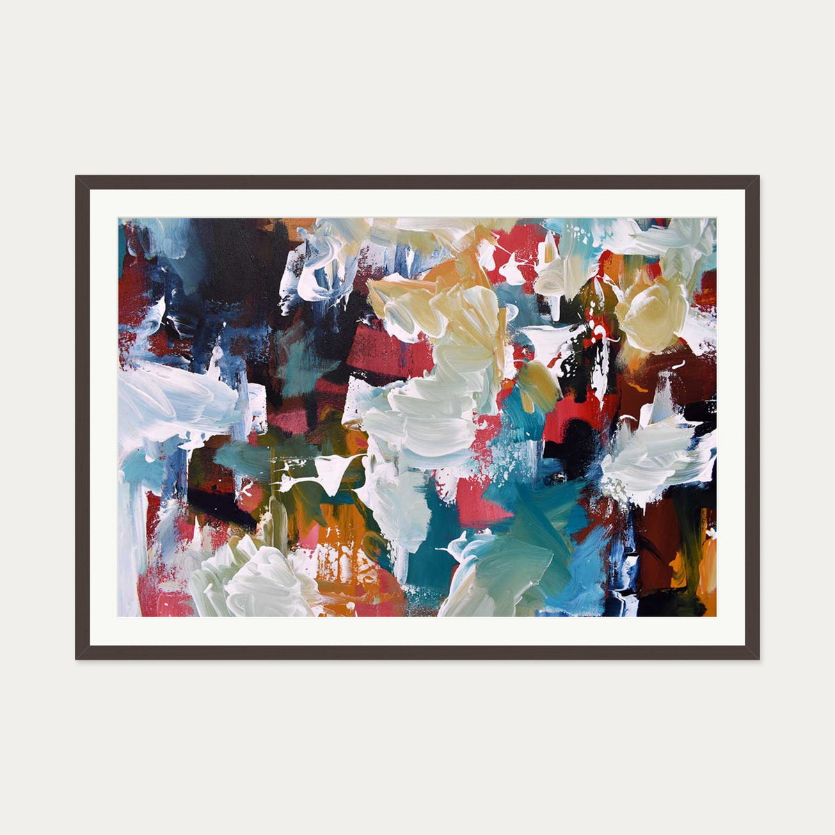 Abstract 295 Art Print — 70 x 100 cm — Brown Frame