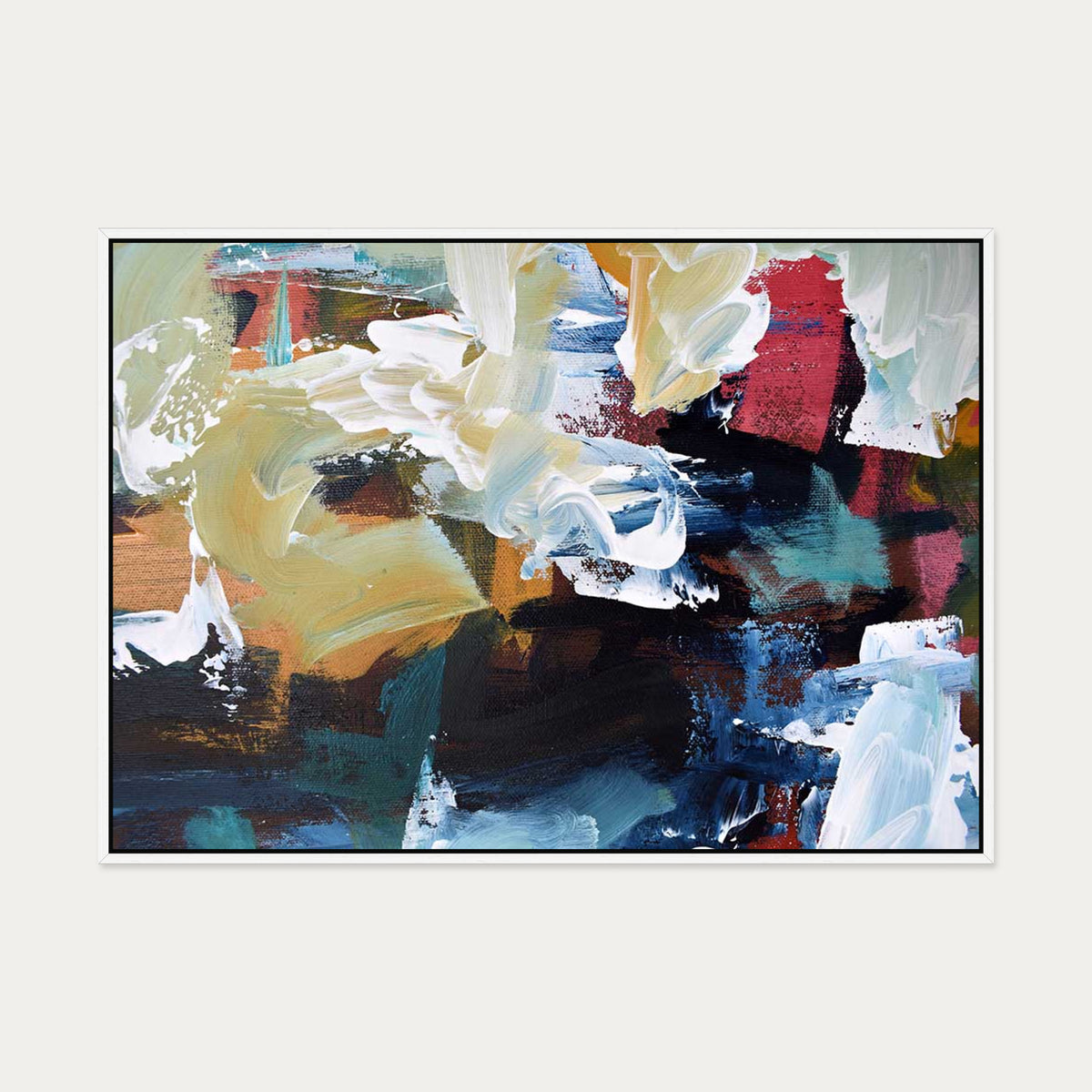 Abstract 298 Canvas Art — 70 x 100 cm — White Frame