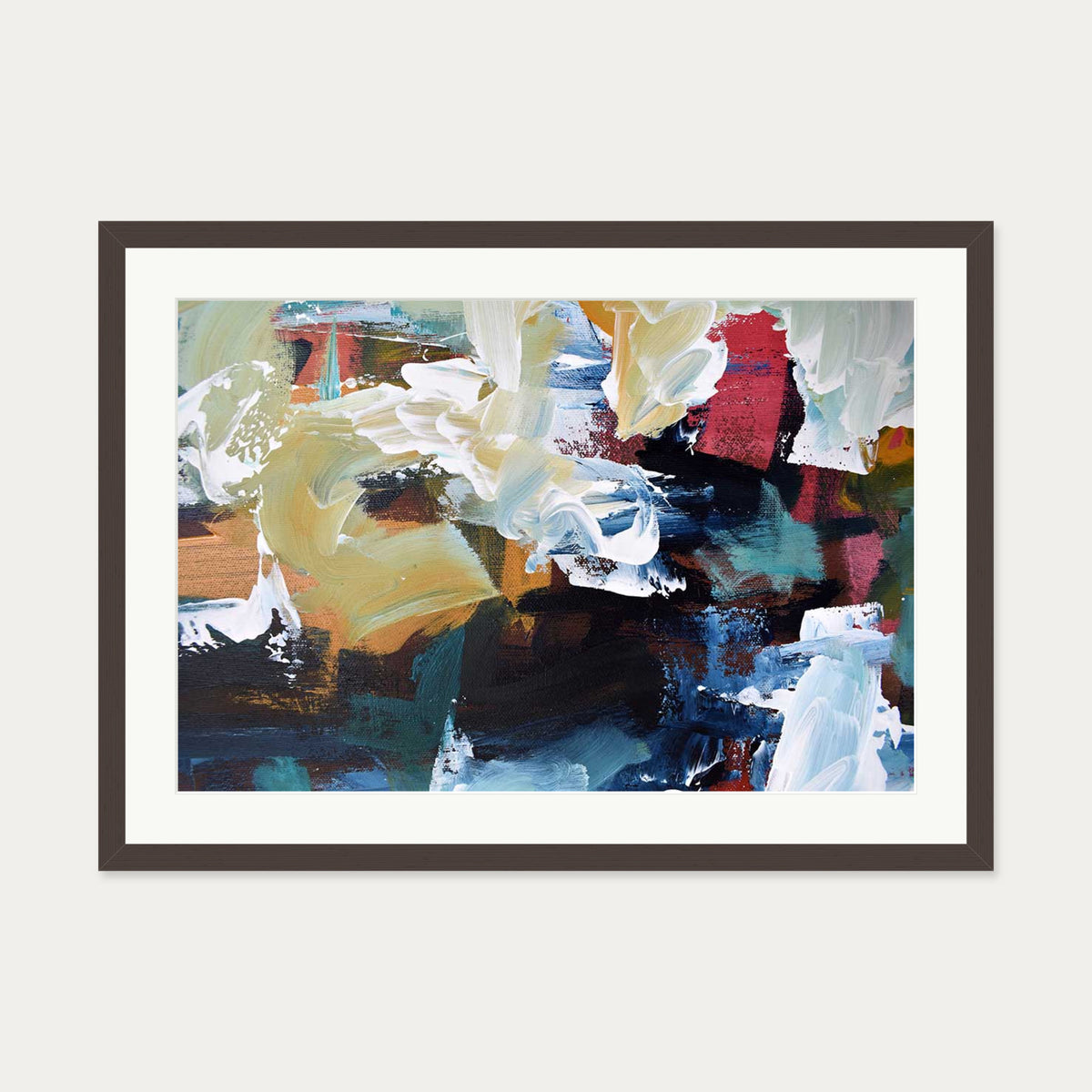 Abstract 298 Art Print — 50 x 70 cm — Brown Frame