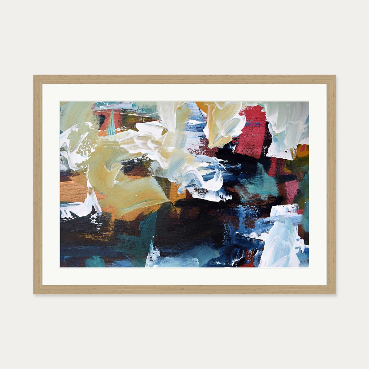 Abstract 298 Art Print — 50 x 70 cm — Oak Frame