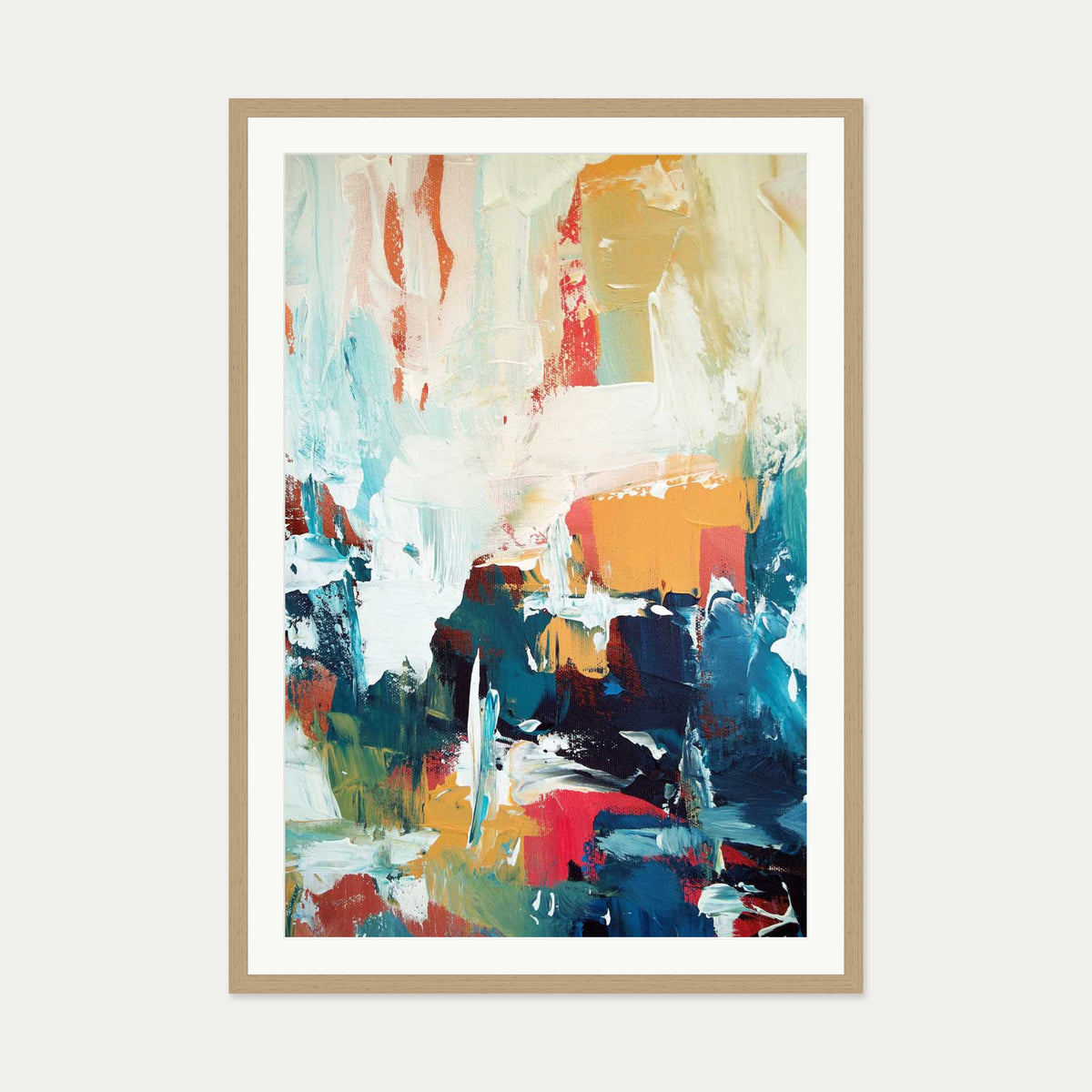 Abstract 30 Art Print — 70 x 100 cm — Oak Frame