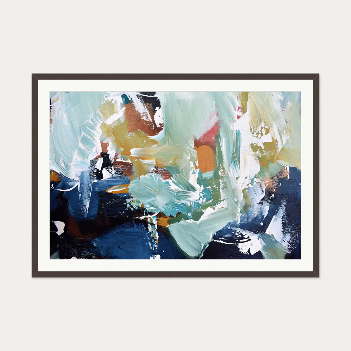 Abstract 300 Art Print — 70 x 100 cm — Brown Frame