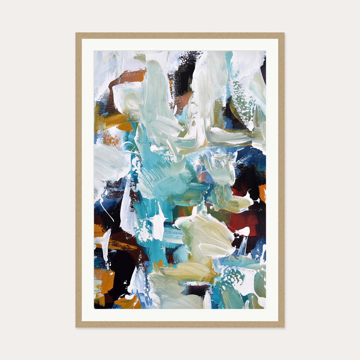 Abstract 304 Art Print — 70 x 100 cm — Oak Frame