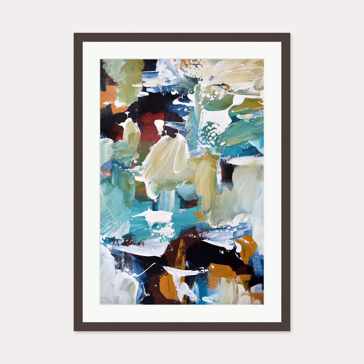 Abstract 305 Art Print — 50 x 70 cm — Brown Frame
