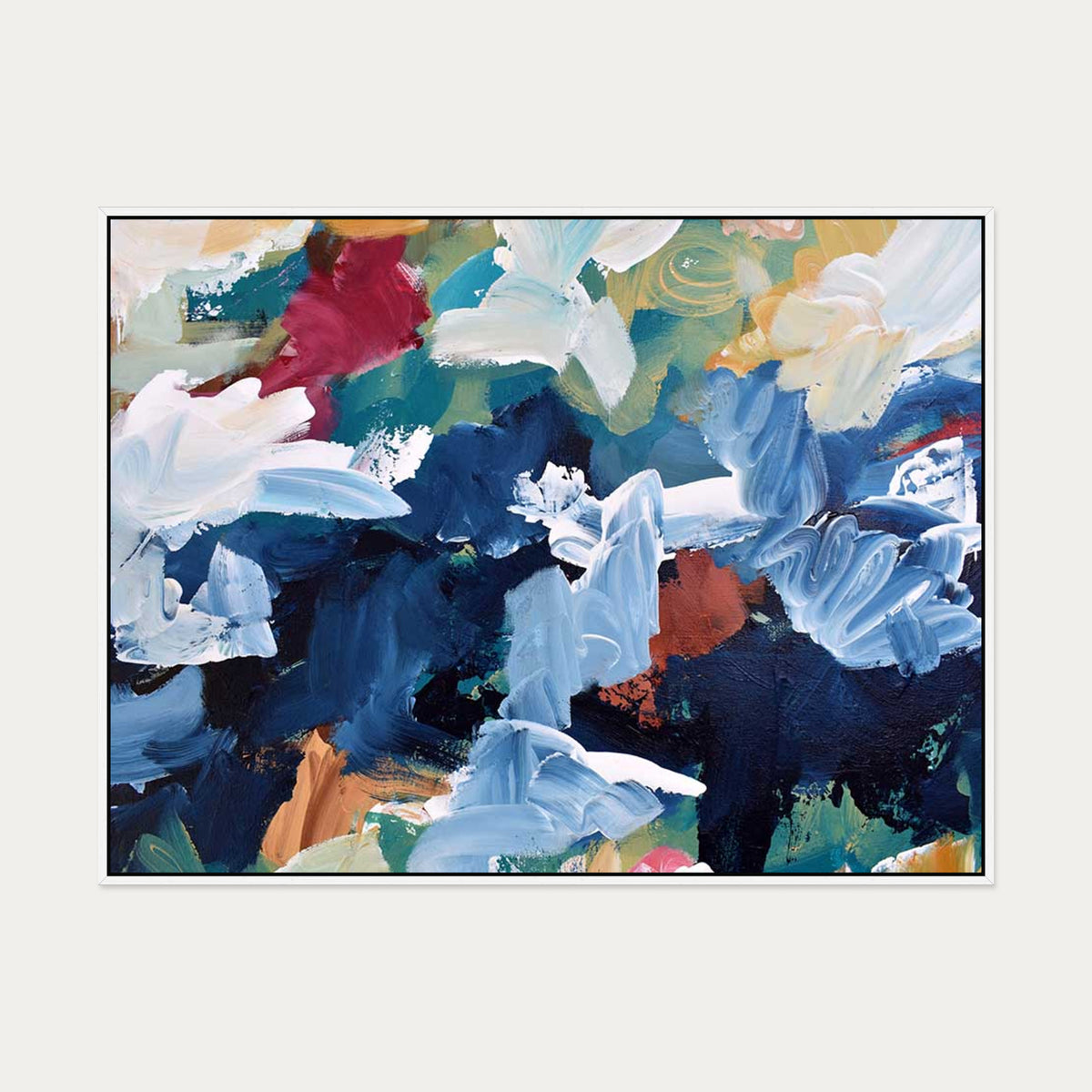 Abstract 309 Canvas Art — 90 x 120 cm — White Frame