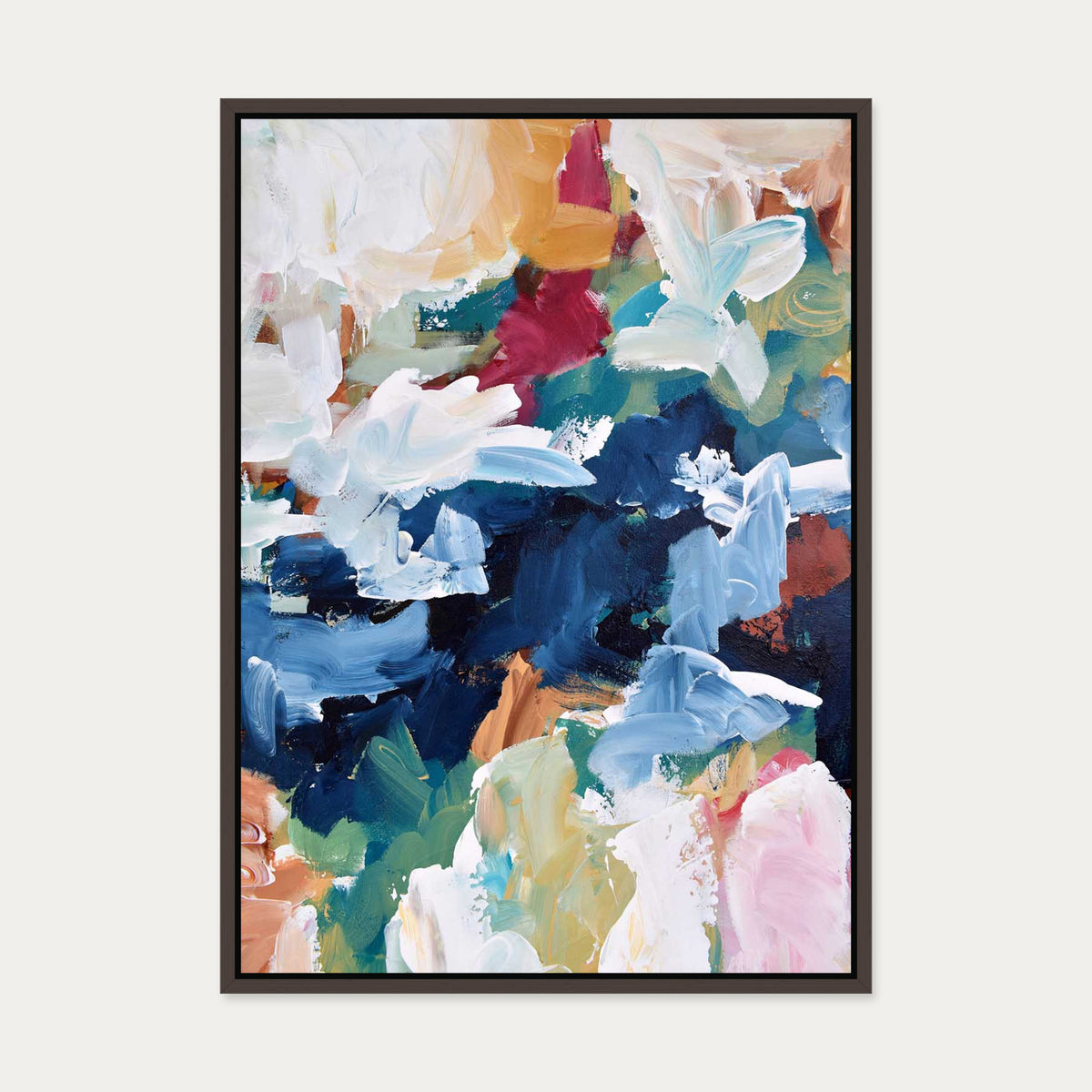 Abstract 311 Canvas Art — 50 x 70 cm — Brown Frame