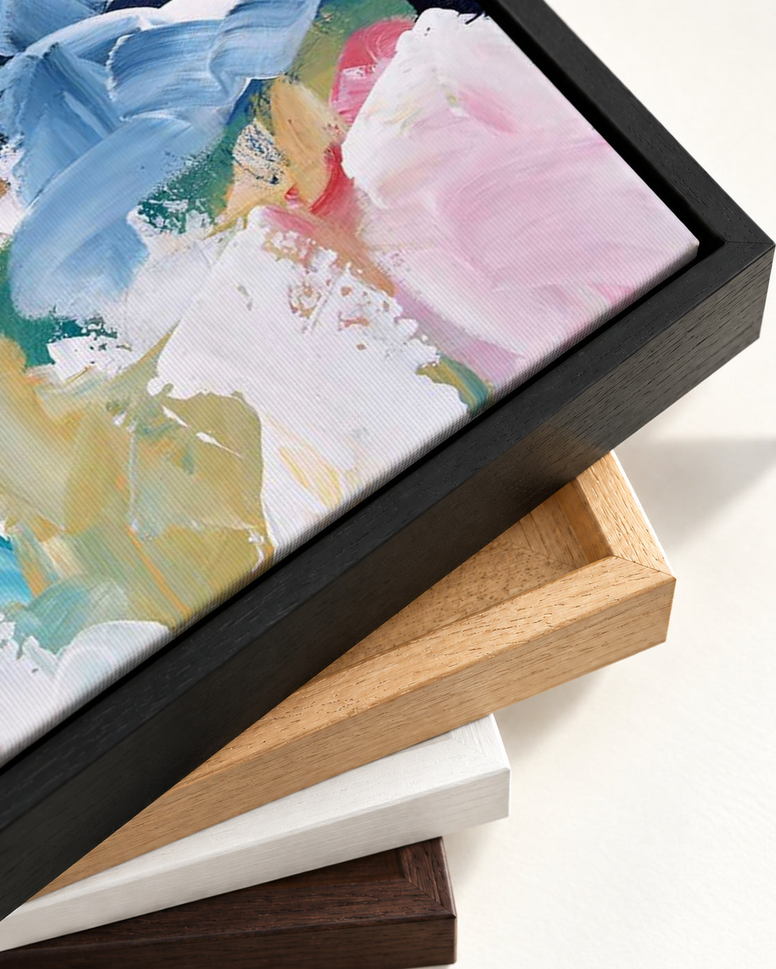 Abstract 311 Canvas Art — framed canvas corner and wrapped canvas detail