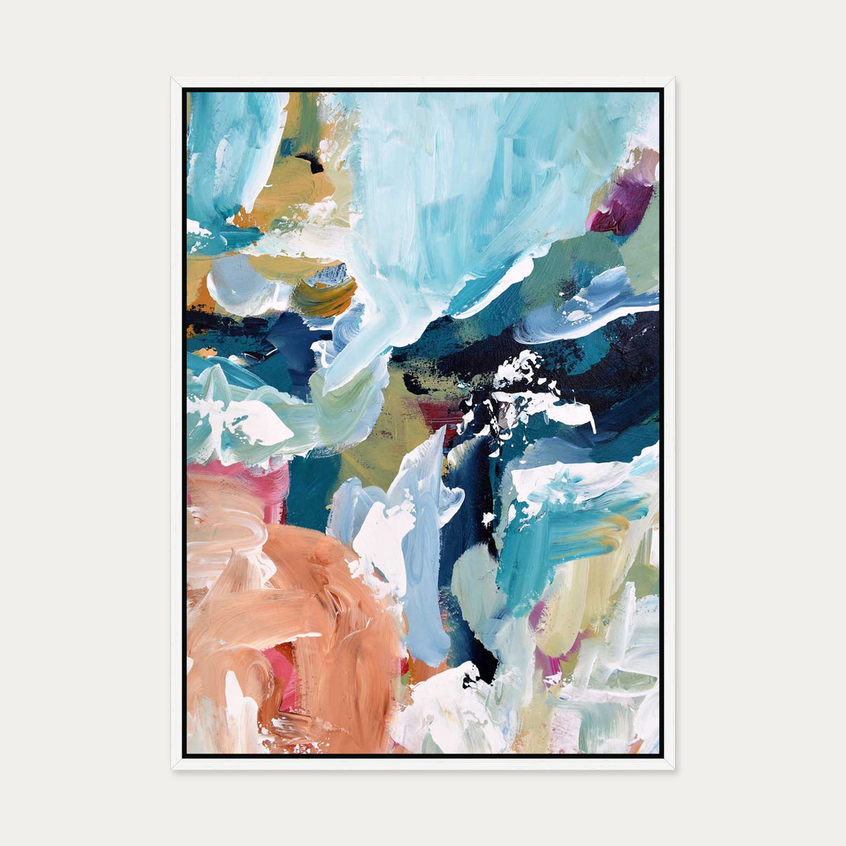 Abstract 312 Canvas Art — 50 x 70 cm — White Frame