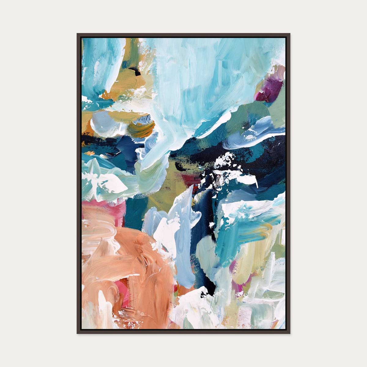 Abstract 312 Canvas Art — 70 x 100 cm — Brown Frame