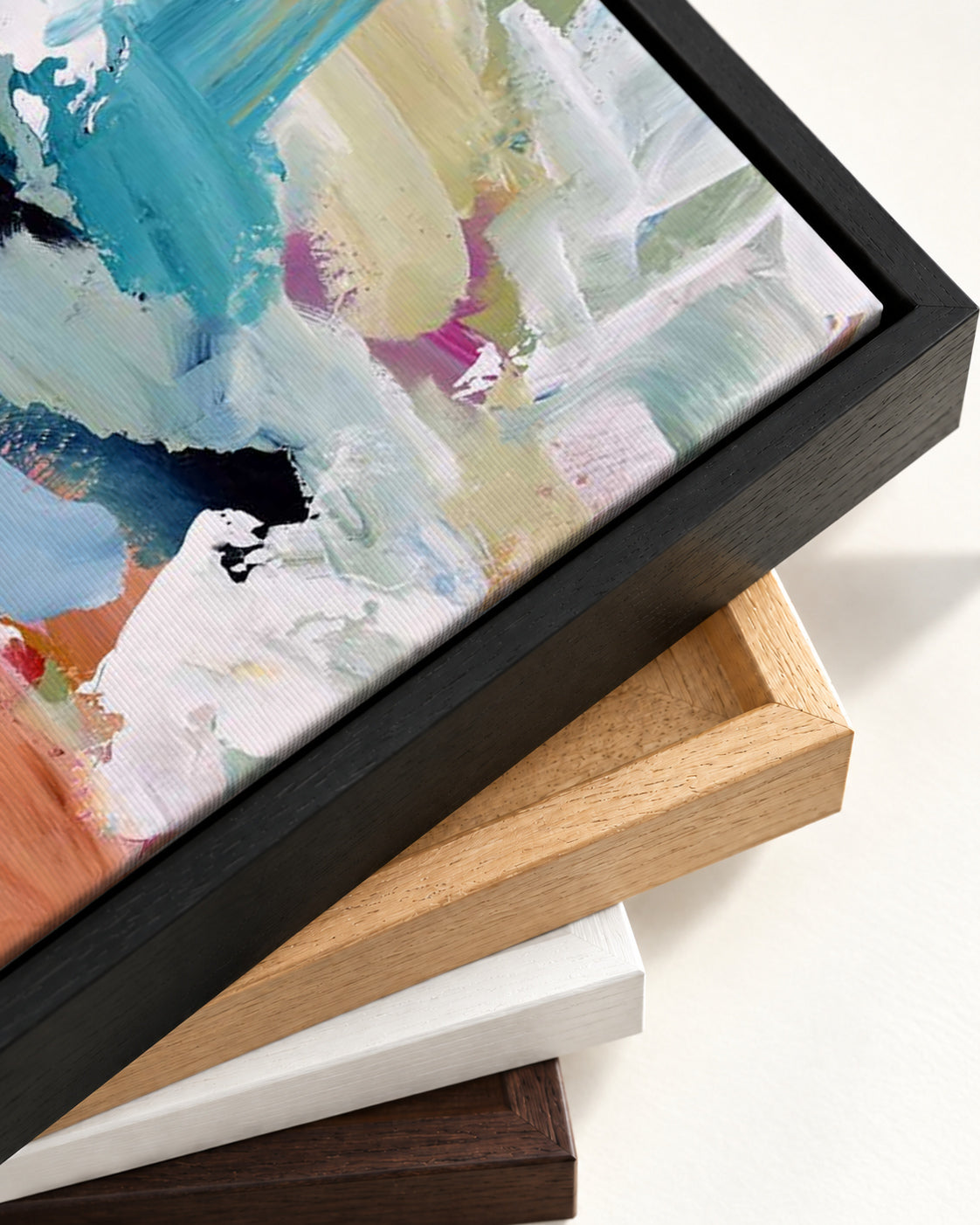 Abstract 312 Canvas Art — framed canvas corner and wrapped canvas detail