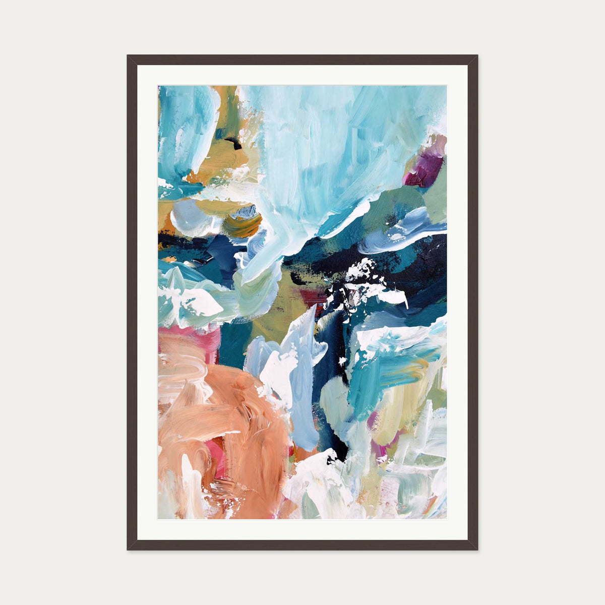 Abstract 312 Art Print — 70 x 100 cm — Brown Frame